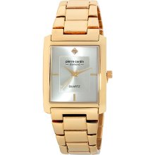 Pierre Cardin Men's Gold-Tone Rectangular Diamond Accent Dial Watch