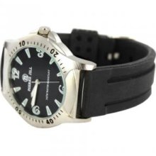 Pierre Jill WAT-0950M-SVRBK Pierre Jill Men Watch in Black Dial Black Silicone Strap