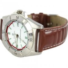 Pierre Jill WAT-0951M-WHTBN Plerre Jill Men Watch in White Dial Brown Leather Strap