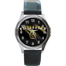 Pittsburgh Steelers Unisex Silver-Tone Round Metal Watch 05