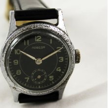 POBEDA Vintage Military men's watch 15 Jewels Amazing Black Dial in USSR (req46406)