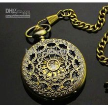Pocket Watch Vintage Jewelry Alloy Necklace Antique Brass Machinery