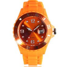 Popular Ic Candy Rotate Bezel Date Dial Luxury Jelly Band Men Quartz Wrist Watch