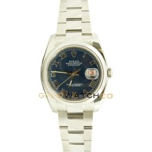 Pre Owned Datejust 116200 Oyster Band Smooth Bezel Blue Dial