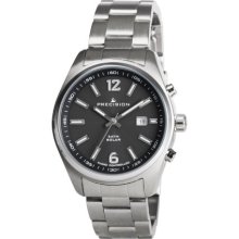 Precision Men's Quartz Watch With Black Dial Analogue Display And Silver Stainless Steel Bracelet Prew1104
