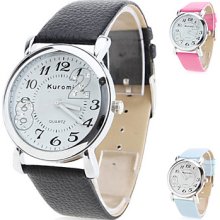 PU Women's Funky Leather Style Analog Quartz Wrist Watch (Assorted Colors)