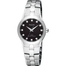 Pulsar By Seiko Black Dial 50m Stainless Steel Bracelet Ladies Watch Ptc445x1