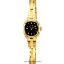 Pulsar Ladies Gold Tone Watch with Black Dial PPH104