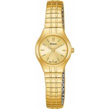 Pulsar Ladies Gold Tone 21mm Stainless Steel Dial Expansion Watch