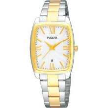 Pulsar Ladies Watch White/Silver-Tone Dial Two-Tone Case PH7168X