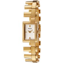 Pulsar Women's White Dial Yellow Gold Tone Stainless Steel Ladies watch