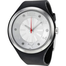 Puma Camber Silver Dial Black Silicone Mens Watch Pu102361001