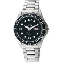 Q&q Kw66j204y Mens Sport Watch Day Date Dive Style Bracelet Wristwatch