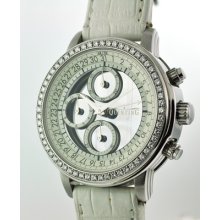 Quinting Mysterious Chronograph Stainless Steel White Dial Diamond Bezel Watches