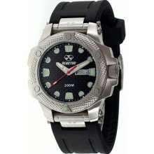 Reactor Mens Meltdown Stainless Watch - Black Rubber Strap - Black Dial - 72801