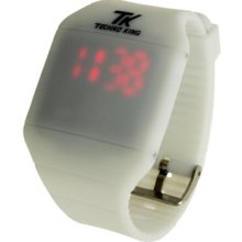 Red Led Touch Rubber Band Screen Digital Bracelet Watch White Unisex