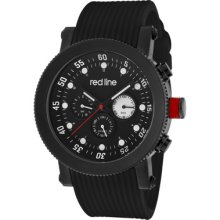 Red Line Men's Compressor Black Dial Black Ip Case Black Silicone