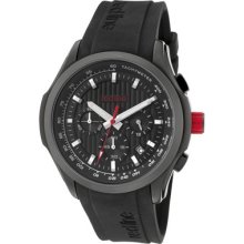 Red Line Men's Starter Chronograph Black Textured Dial Black Silicone
