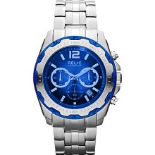 Relic Brady- Steel Chronograph with Blue Lens Silver - Relic Watches