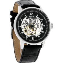 Relic by Fossil Mens StainlessSteel Skeleton Dial Automatic Quartz Watch ZR77224