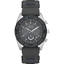 Relic By Fossil Sawyer Blue Silicone And Aluminum Chronograph Mens Watch Zr66036