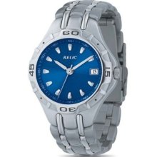 Relic Men's Watch Stainless Steel Silver Bracelet Blue Dial PR6116