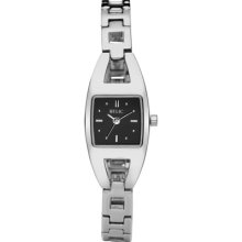 Relic Womens Elaine Small Stainless Steel Watch with Black Dial Silver