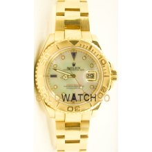 Rolex 18K Yellow Gold Yachtmaster Model 16628 with MOP Diamond Sapphire Dial