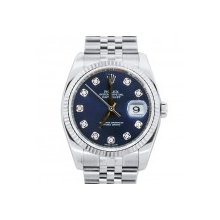 Rolex Datejust 16234 Blue Diamond Dial Mens Watch