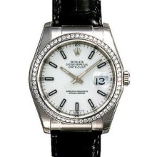 Rolex Datejust 36mm White Gold Diamond Strap Ladies Watch 116139