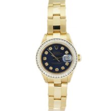 Rolex Datejust 69178 18k Yellow Gold Diamond Dial/bezel Ladies Watch