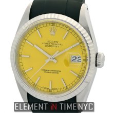 Rolex Datejust Stainless Steel 36mm Rubber B Yellow Stick Dial