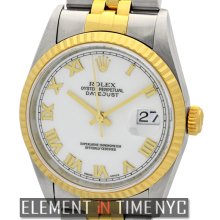 Rolex Datejust Steel & Gold 36mm White Roman Dial T Series