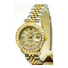 Rolex Ladies Datejust 2-Tone Pre-Owned Silver Dial/1.8ct Diamond Bezel