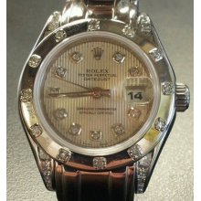 Rolex Ladies Pearlmaster 18k White Gold 69319 Diamond Bezel / Dial $13,499. Obo