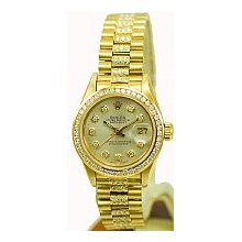 Rolex Ladies President Yellow Gold Watch - 1ct Diamond Bezel Preowned
