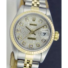 Rolex Lady Datejust 18kt&SS Silver Jubilee Diamond 69173 WATCH CHEST