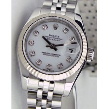Rolex Lady DateJust 26mm White Diamond Dial 179174