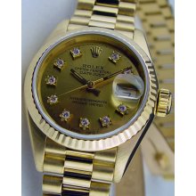 Rolex Lady-Datejust President 18k Champagne Diamond 69178