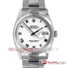 Rolex Mens Datejust Stainless Steel White Roman Oyster All Original