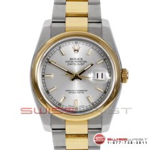 Rolex Men's New Style Datejust 2T 116203 Silver Stick Dial - Smooth