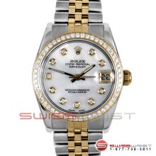 Rolex Midsize Datejust 2 Tone 68273 MOP Diamond Dial - Bezel Jubilee