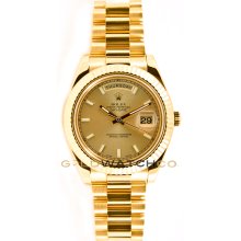 Rolex New Style 41mm Day Date II Model 218238 18K Yellow Gold with Champagne Stick Dial