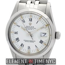 Rolex Oyster Perpetual 34mm Date Steel White Roman Dial Circa 1983