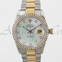 Rolex Oyster Perpetual Datejust Two Tone Diamond Mens Watch