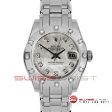 Rolex Pearlmaster Masterpiece White Gold White Dial 12 Diamond Bezel