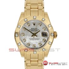 Rolex Pearlmaster Masterpiece Yellow Gold MOP Dial 12 Diamond Bezel