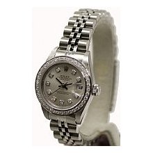 Rolex Pre-Owned Ladies Datejust Stainless Steel Watch - Silver Dial
