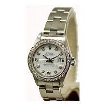 Rolex Preowned Ladies Datejust Steel White Dial/1ct Diamond Bezel