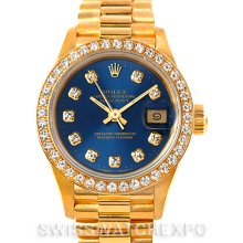 Rolex President Ladies 18k Yellow Gold Diamonds Watch 69138